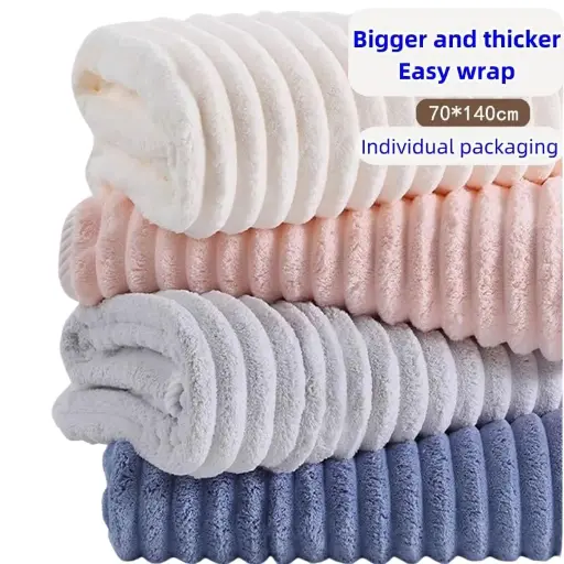 [J8801] Toalla franjas horizontales grandes y en relieve